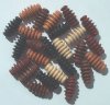 25 17x9mm Ridged Oval Mixed Wood Beads